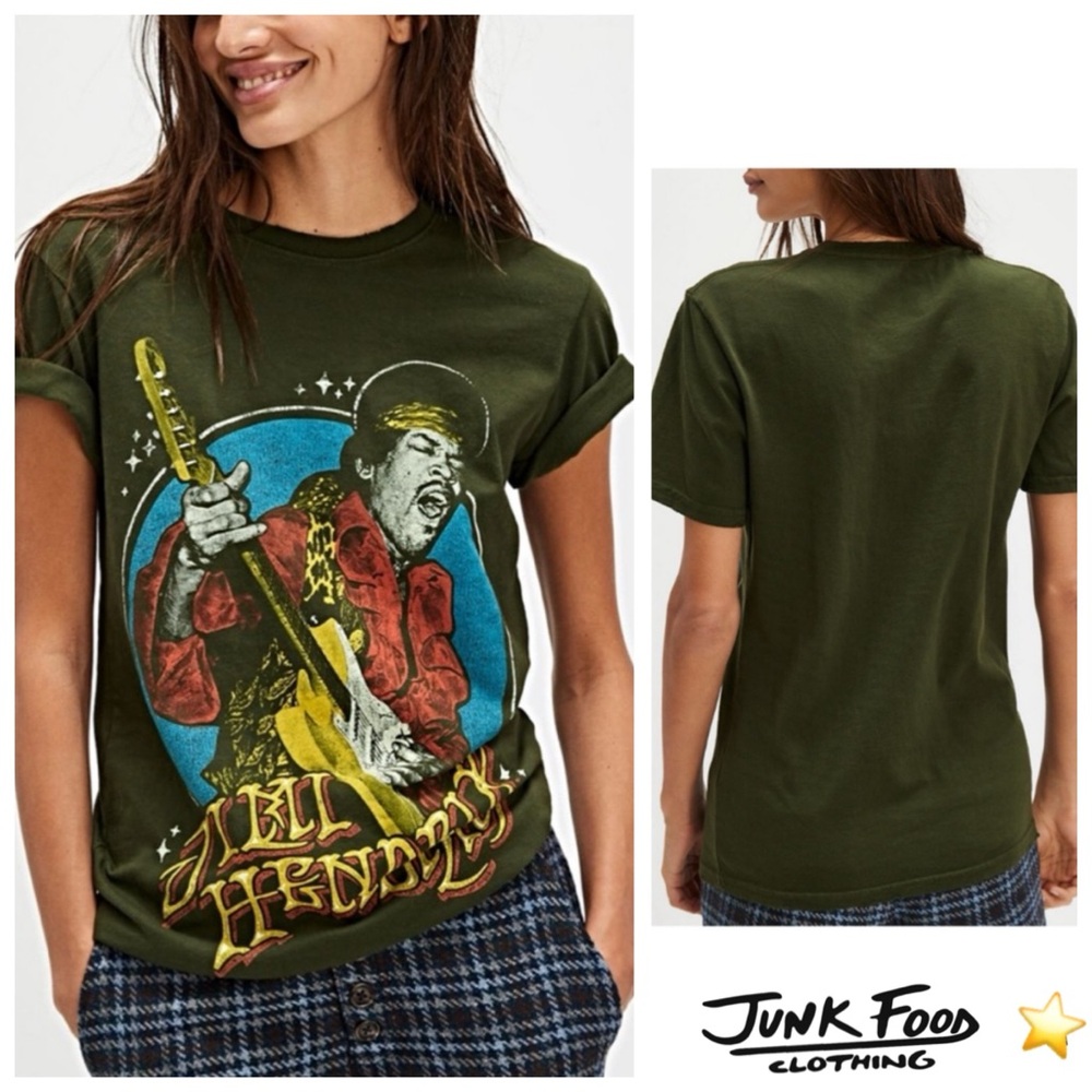 🚩🚩2-DAY SALE!🚩🚩 NWT’s Rare JUNK FOOD Jimi Hendrix Band Tee T-Shirt XL Green